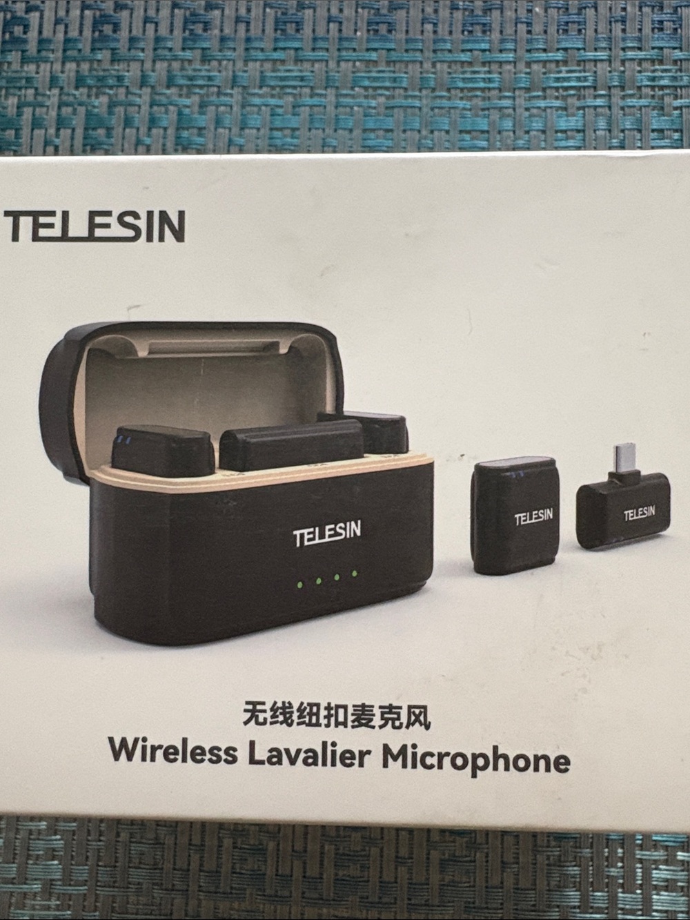 New Black Wireless Lavalier Microphone System with Charging Case